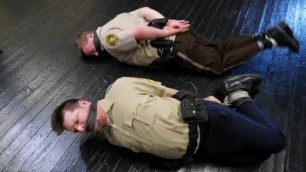 2 Beefy Cops Bound Gagged and Struggling.