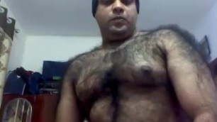 Very Hairy Indian Guy Webcam Show Off.