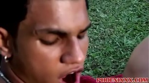 Horny latino studs outdoor gay ass pounding and fucking