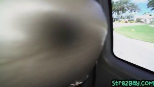 Muscled hunk assfucked in the van by tattooed str8 guy