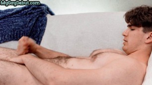 Solo hairybody handsome stud jerks cock after casting