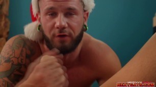 Stepbrothers Tristan and Johnny bonds with Christmas gay sex