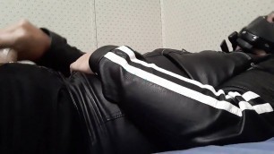 Gay Leather Biker Fag Jerks and Cums